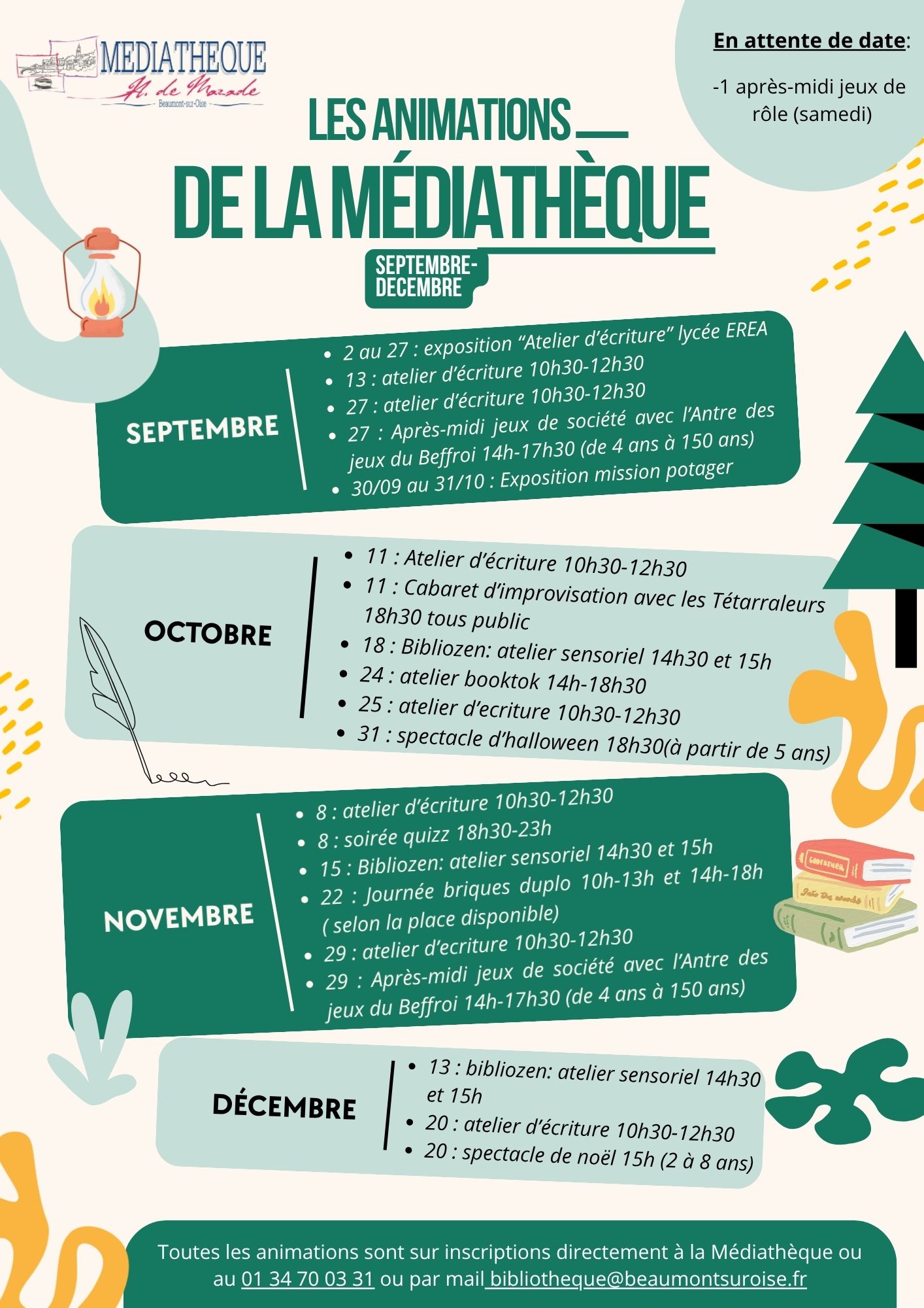 Animations de la Médiathèque Sept à Déc 2025