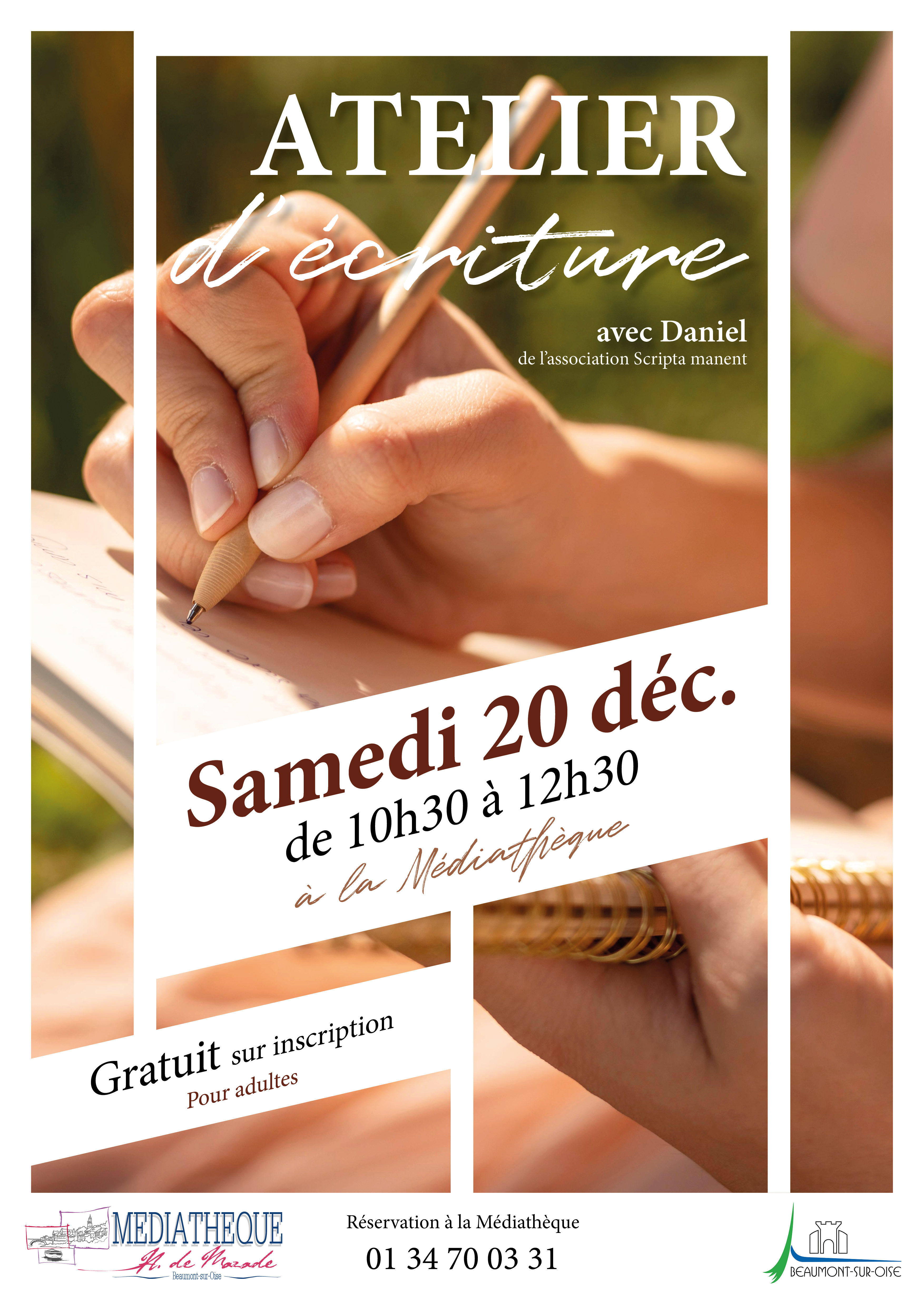 Affiche A3 Atelier decriture 14 Decembre 2025